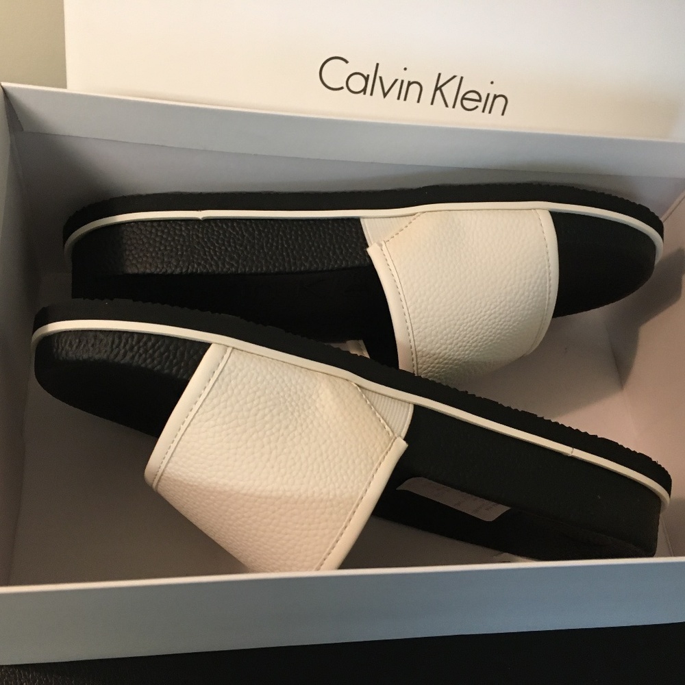 Calvin Klein White Slides NEW!